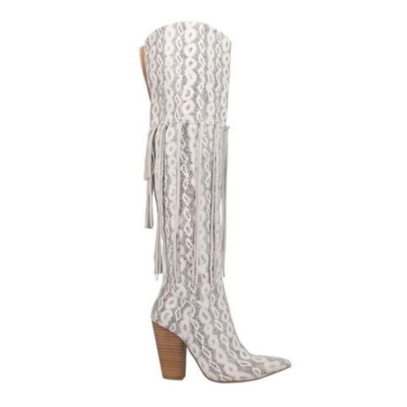 NWOB Dingo Kitty Kat Snake Print Fringe Tall Western Cowboy Boot Women's Size 11 - Picture 1 of 8